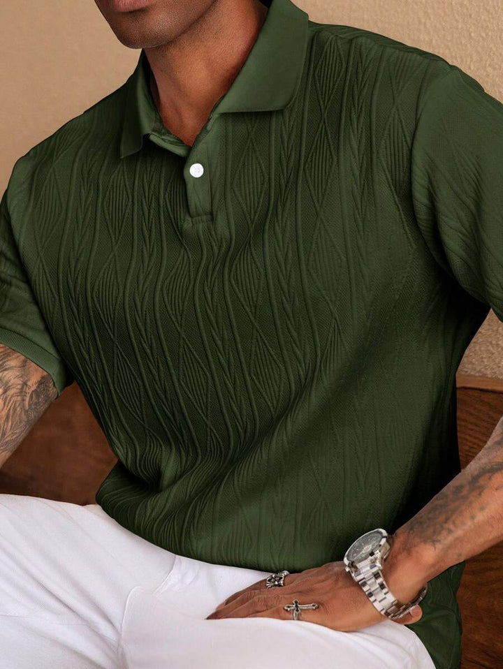 Xavier | Polo Homme Noir Texturé Manches Courtes