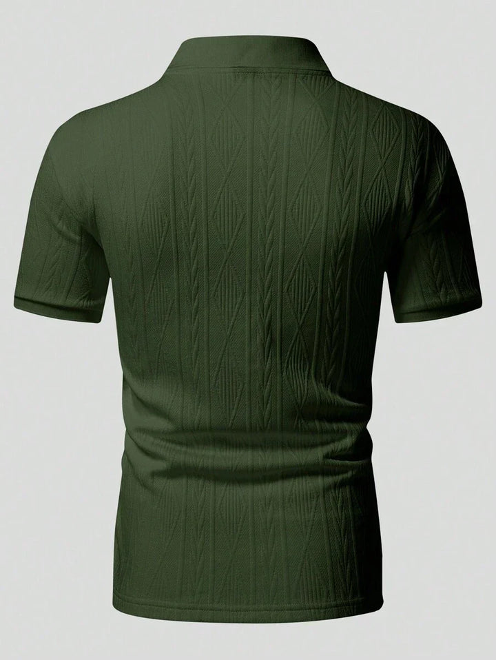 Xavier | Polo Homme Noir Texturé Manches Courtes