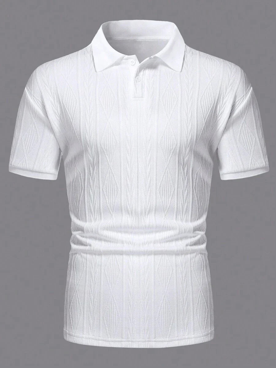 Xavier | Polo Homme Noir Texturé Manches Courtes