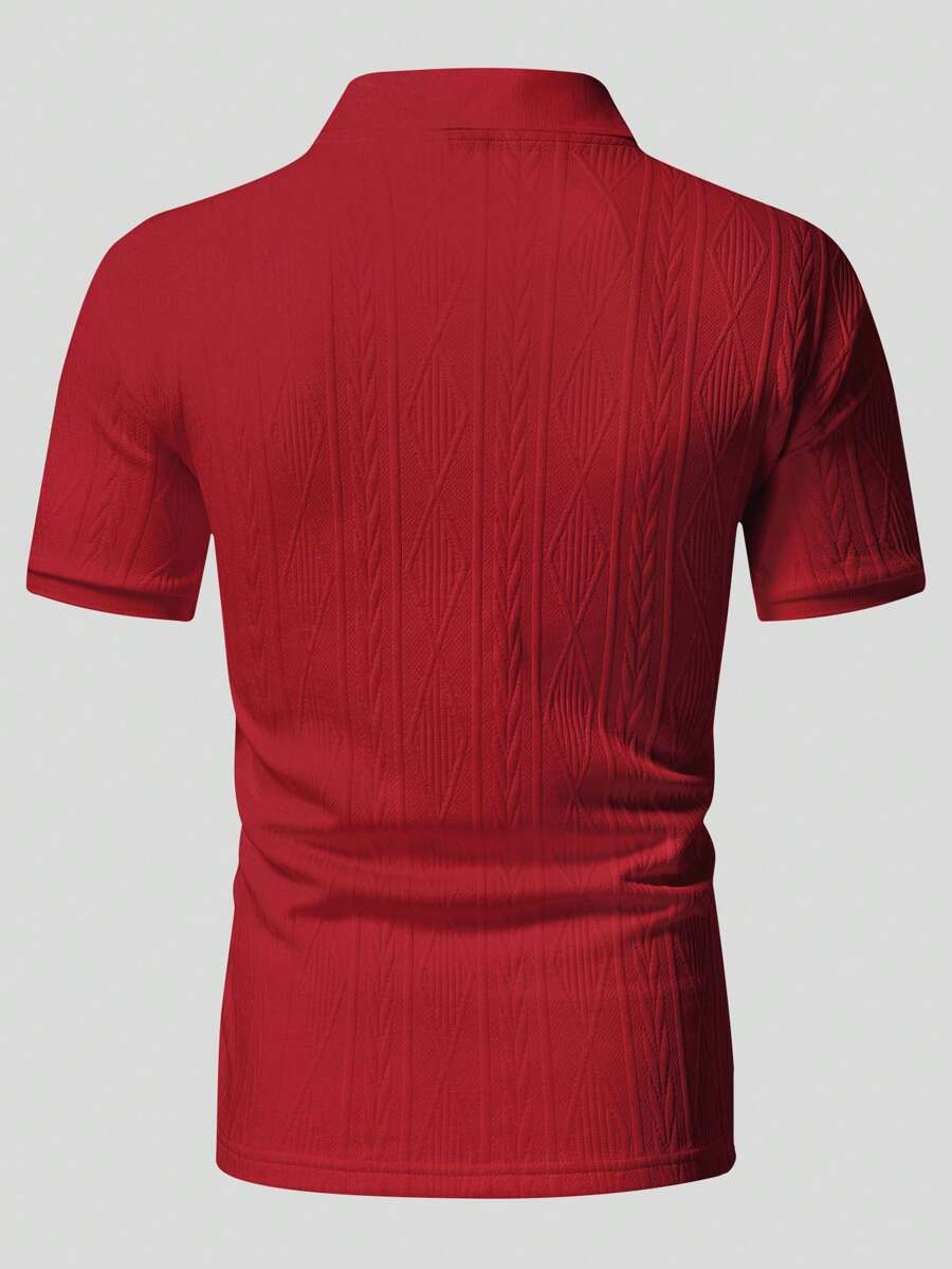 Xavier | Polo Homme Noir Texturé Manches Courtes