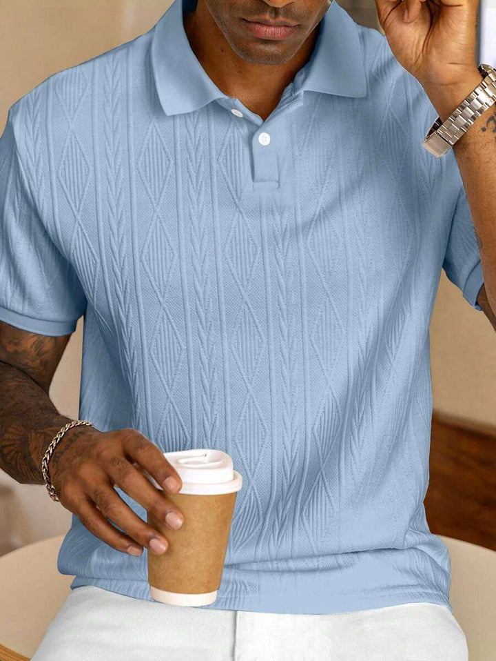 Xavier | Polo Homme Noir Texturé Manches Courtes