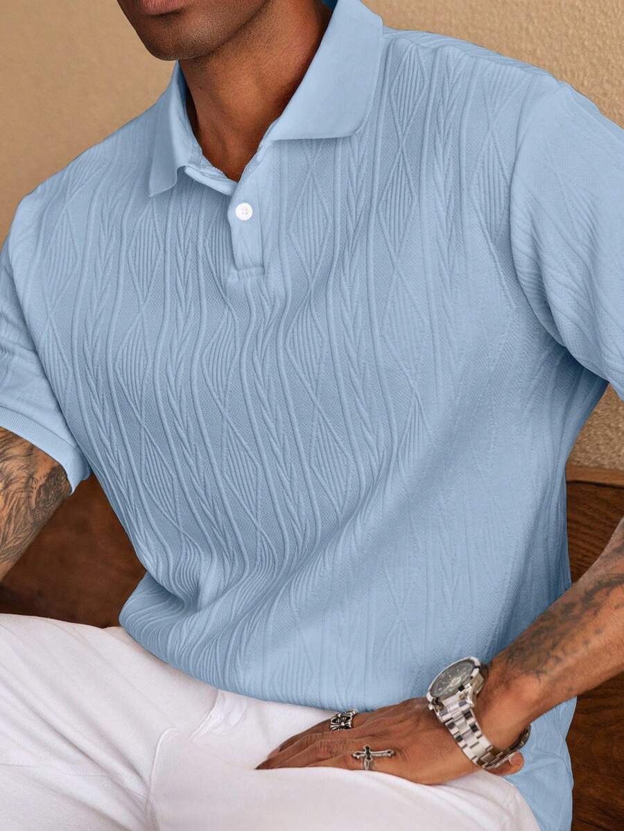 Xavier | Polo Homme Noir Texturé Manches Courtes