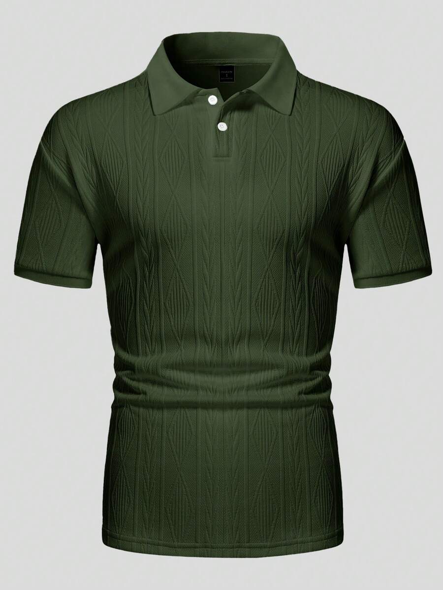 Xavier | Polo Homme Noir Texturé Manches Courtes