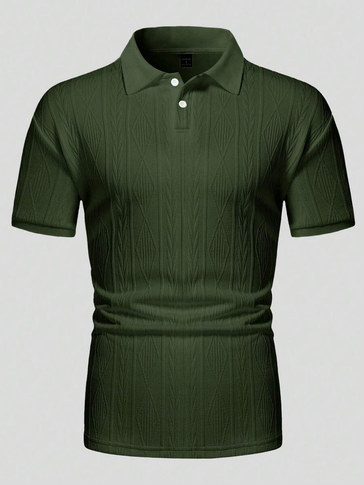 Xavier | Polo Homme Noir Texturé Manches Courtes