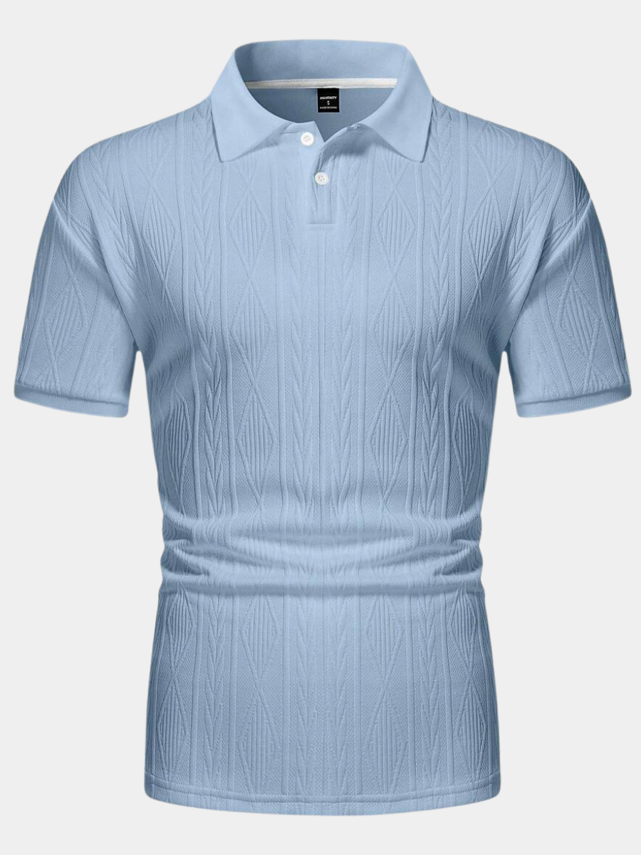 Xavier | Polo Homme Noir Texturé Manches Courtes