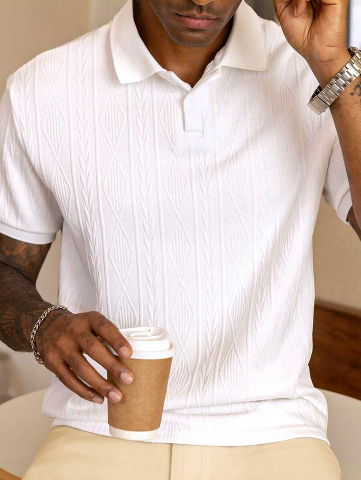 Xavier | Polo Homme Noir Texturé Manches Courtes