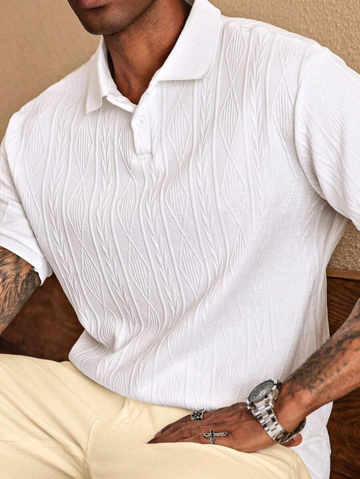 Xavier | Polo Homme Noir Texturé Manches Courtes