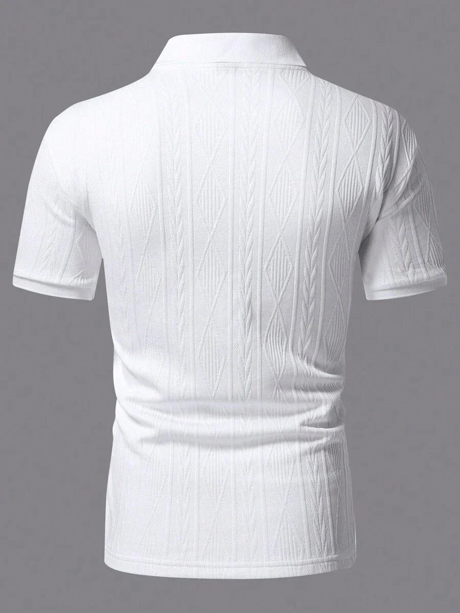 Xavier | Polo Homme Noir Texturé Manches Courtes