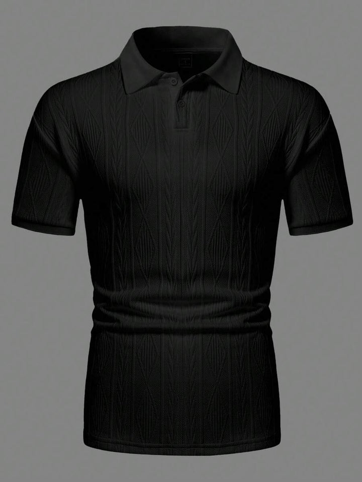 Xavier | Polo Homme Noir Texturé Manches Courtes