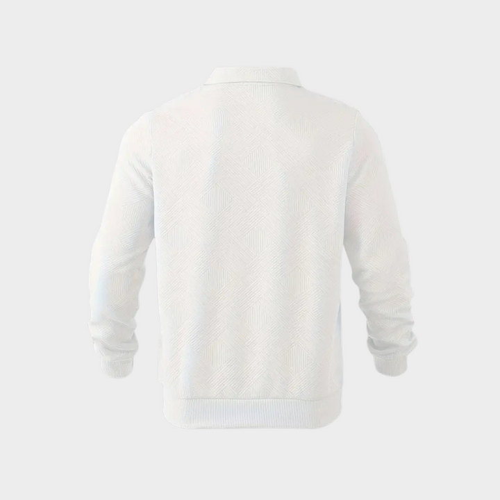 Yann | Pull Homme Col Zippé Motif Géométrique Noir