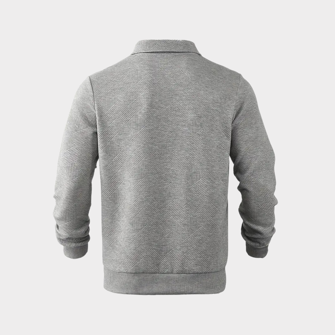 Yann | Pull Homme Col Zippé Motif Géométrique Noir