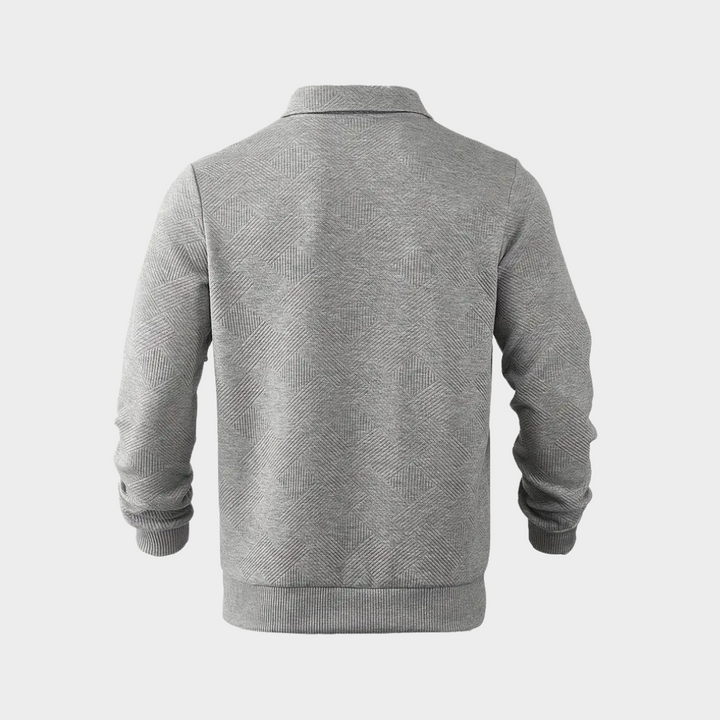 Yann | Pull Homme Col Zippé Motif Géométrique Noir