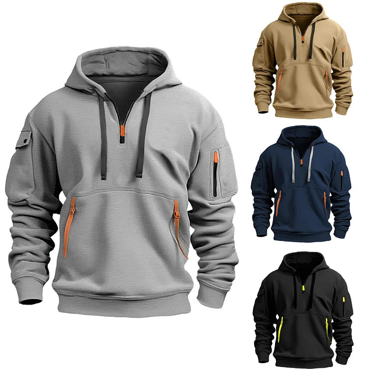 Alexis | Sweat à Capuche Zippé Noir Coupe Ample