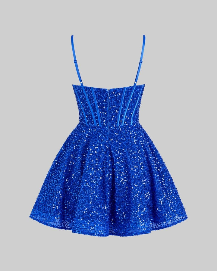 Lucie | Robe Courte Sequin Col Cœur Sans Manches