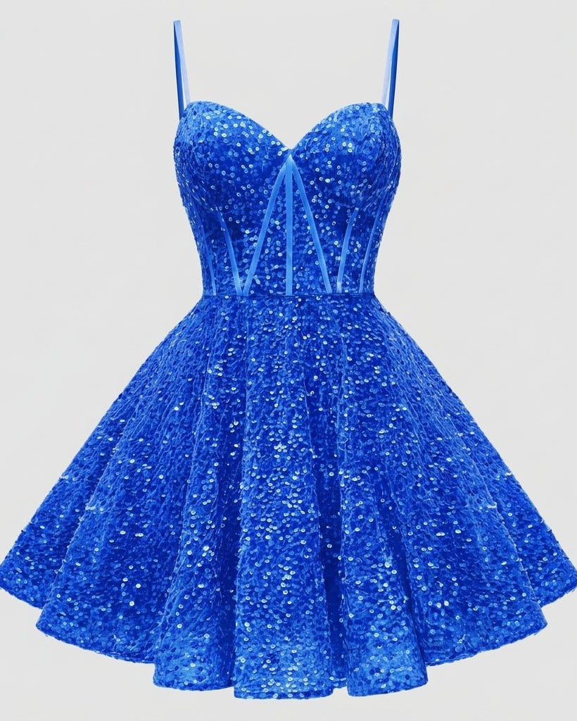 Lucie | Robe Courte Sequin Col Cœur Sans Manches