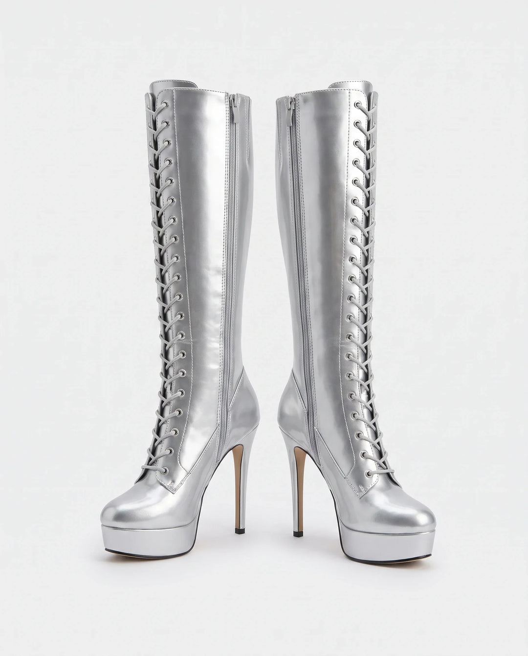 Inès | Bottes Cuissardes à Talon Haut à Lacets