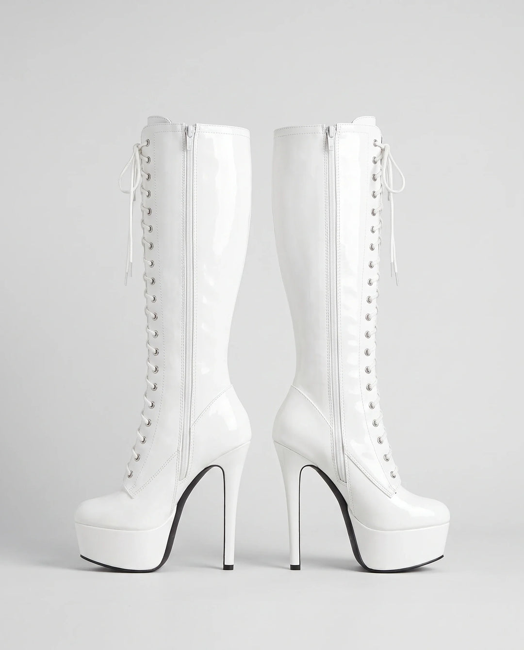 Inès | Bottes Cuissardes à Talon Haut à Lacets