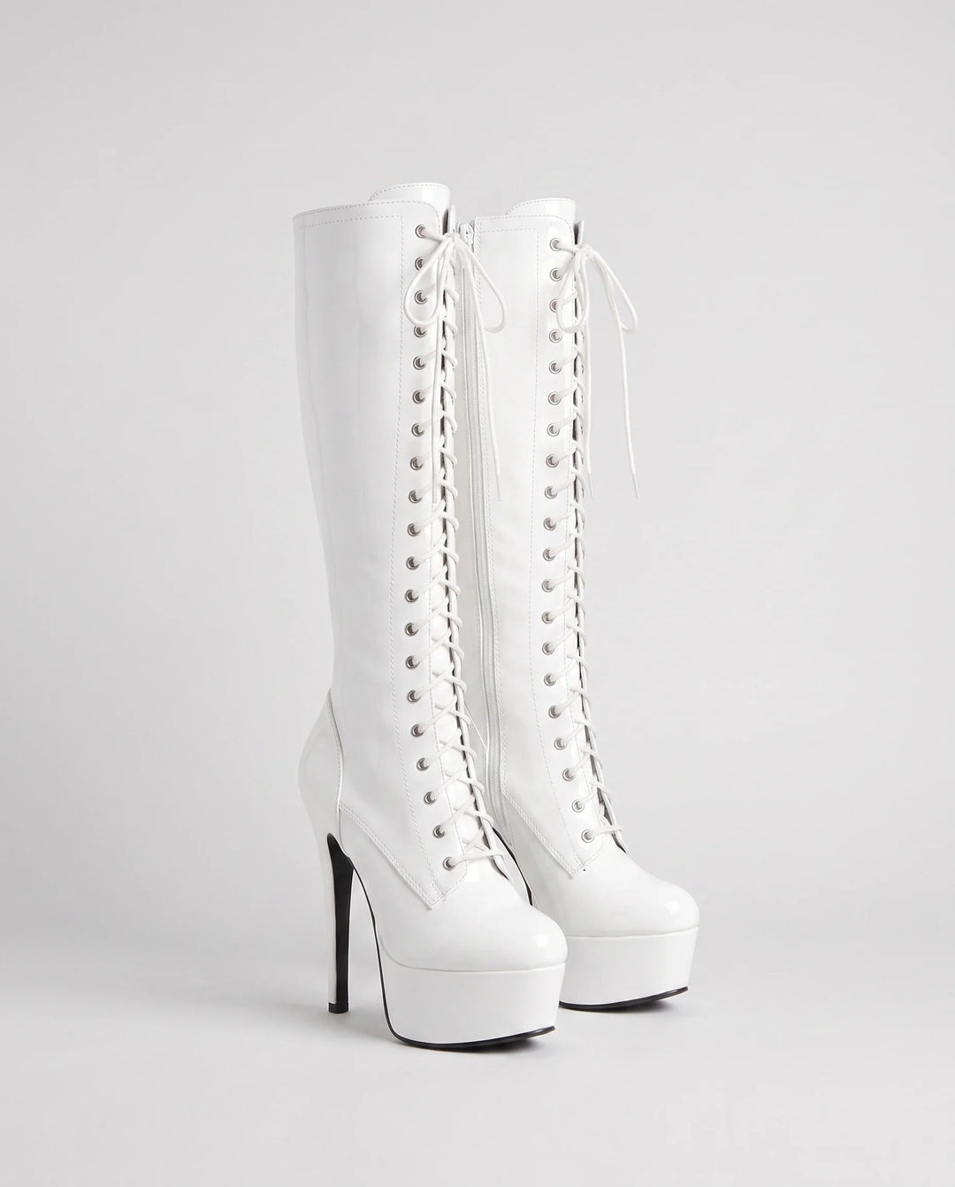 Inès | Bottes Cuissardes à Talon Haut à Lacets