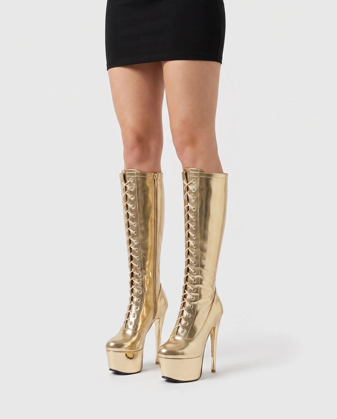 Inès | Bottes Cuissardes à Talon Haut à Lacets