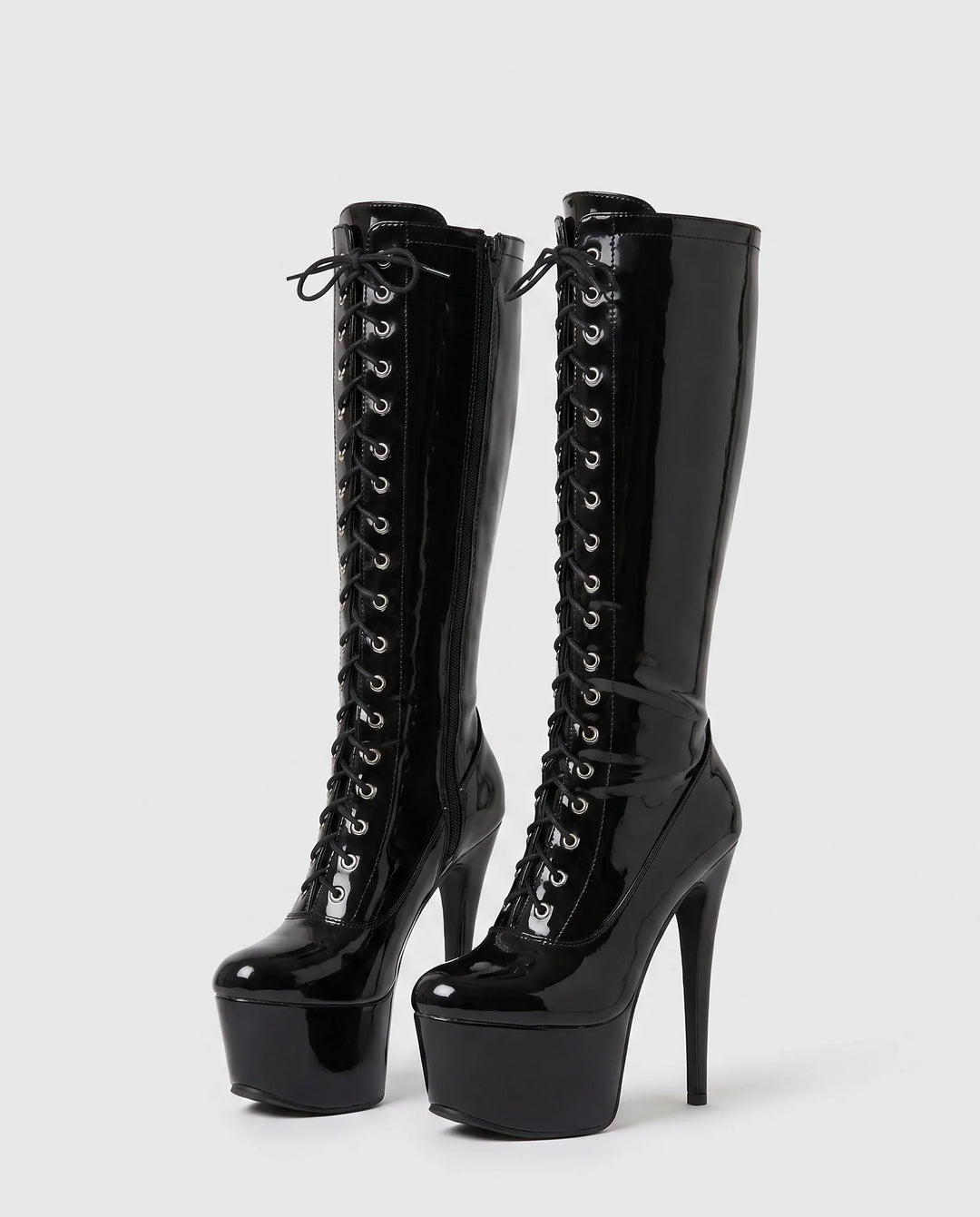 Inès | Bottes Cuissardes à Talon Haut à Lacets