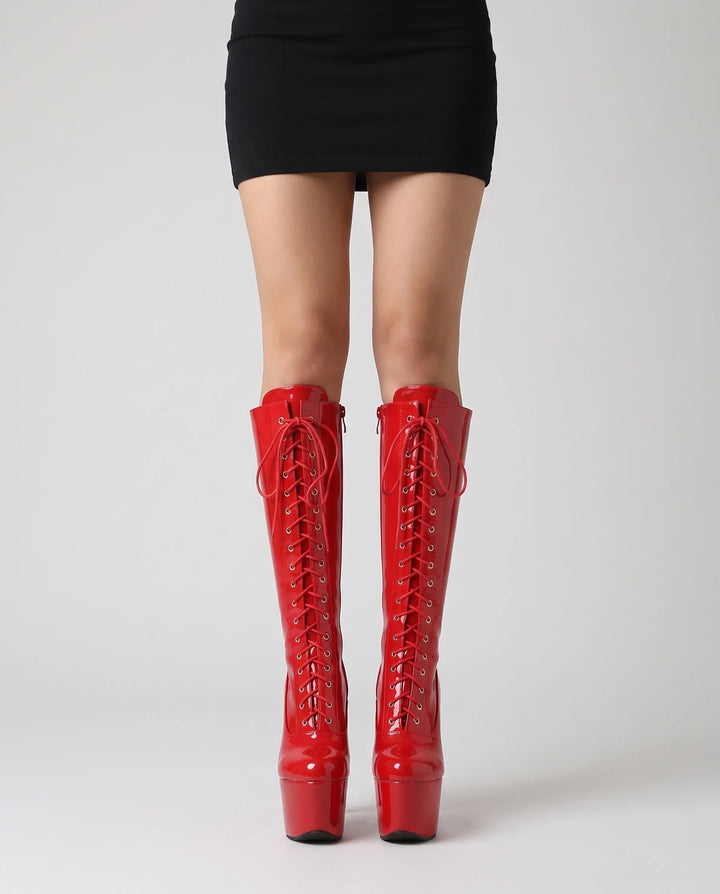 Inès | Bottes Cuissardes à Talon Haut à Lacets