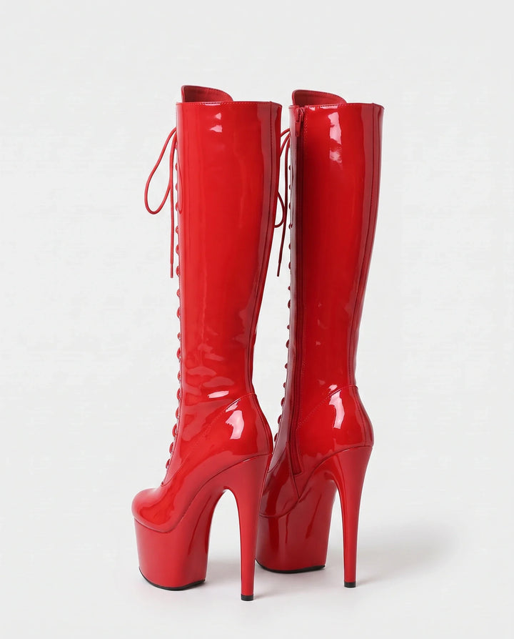 Inès | Bottes Cuissardes à Talon Haut à Lacets