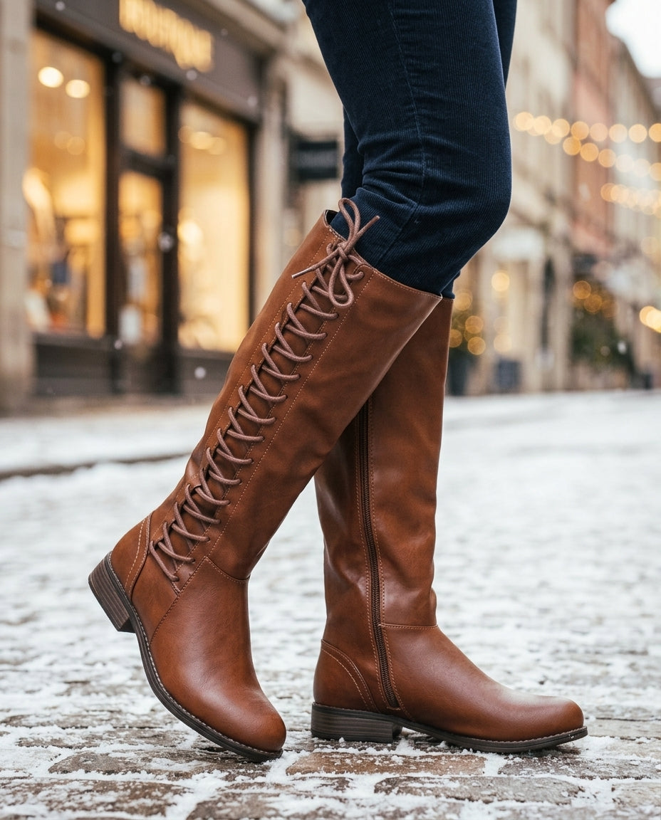 Floriane | Bottes Cavalières en Cuir à Talon Bloc