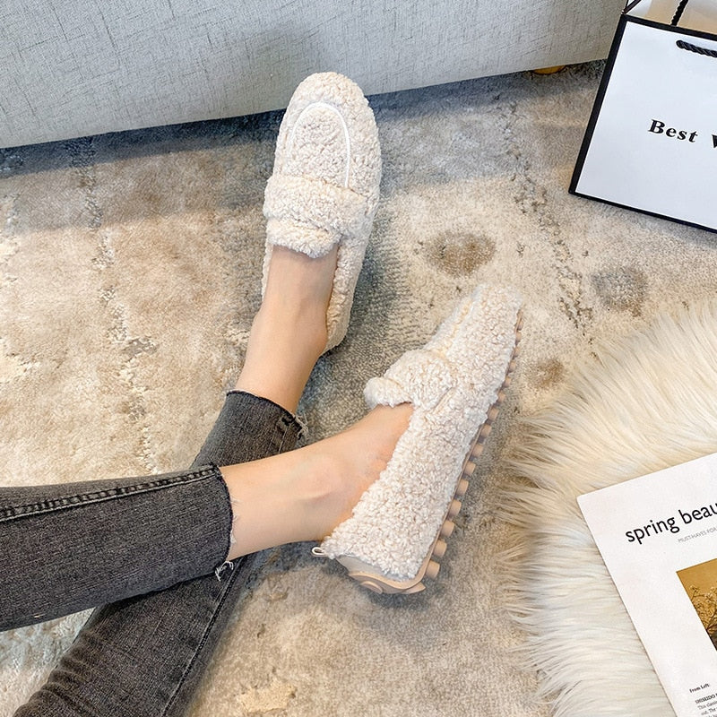 Lucie | Ballerines Effet Laine Pull-On