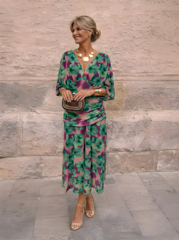 Aurélie | Robe Midi à Manches Longues Chiffon