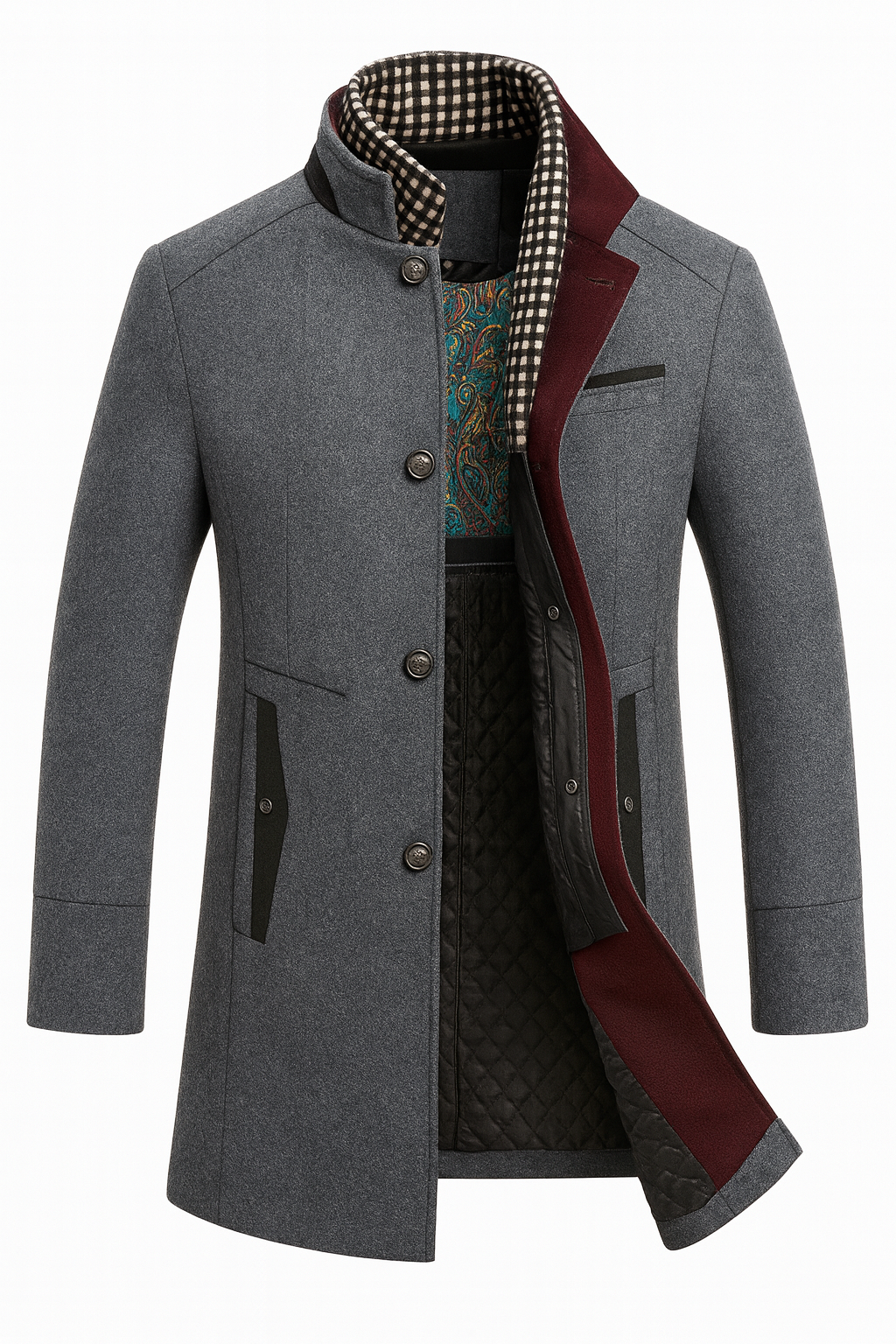 Clément | Manteau Homme Col Contrasté Boutonné Laine