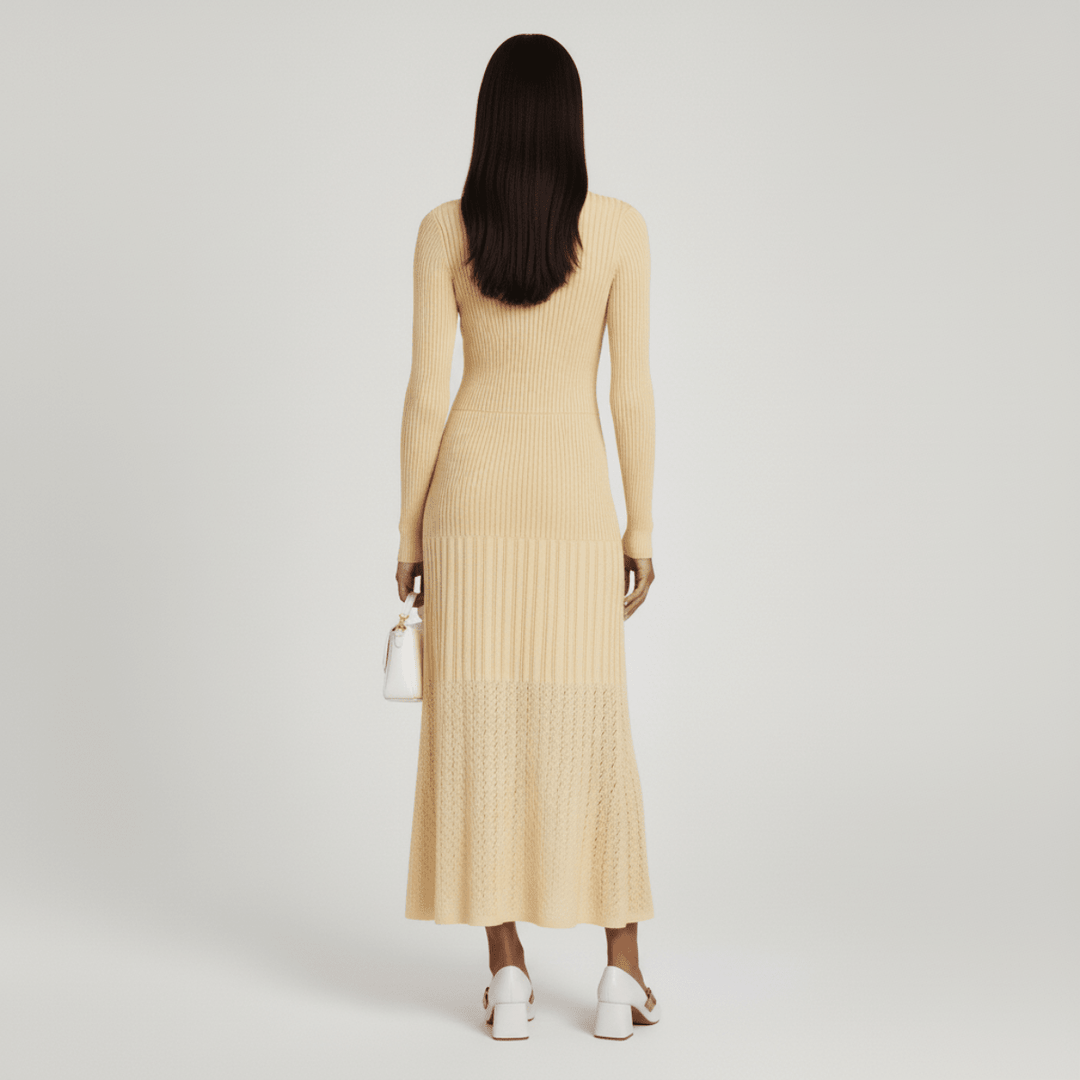 Noémie | Robe Pull Femme Col Boutonné Maxi Manches Longues