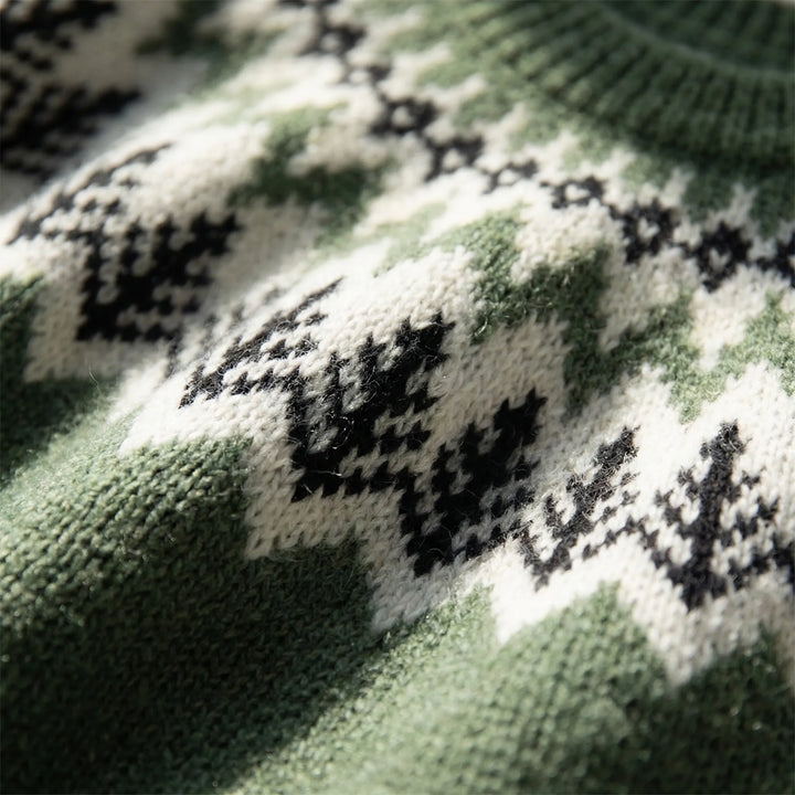 Manon | Pull Femme Tricot Vert Jumper Fair Isle