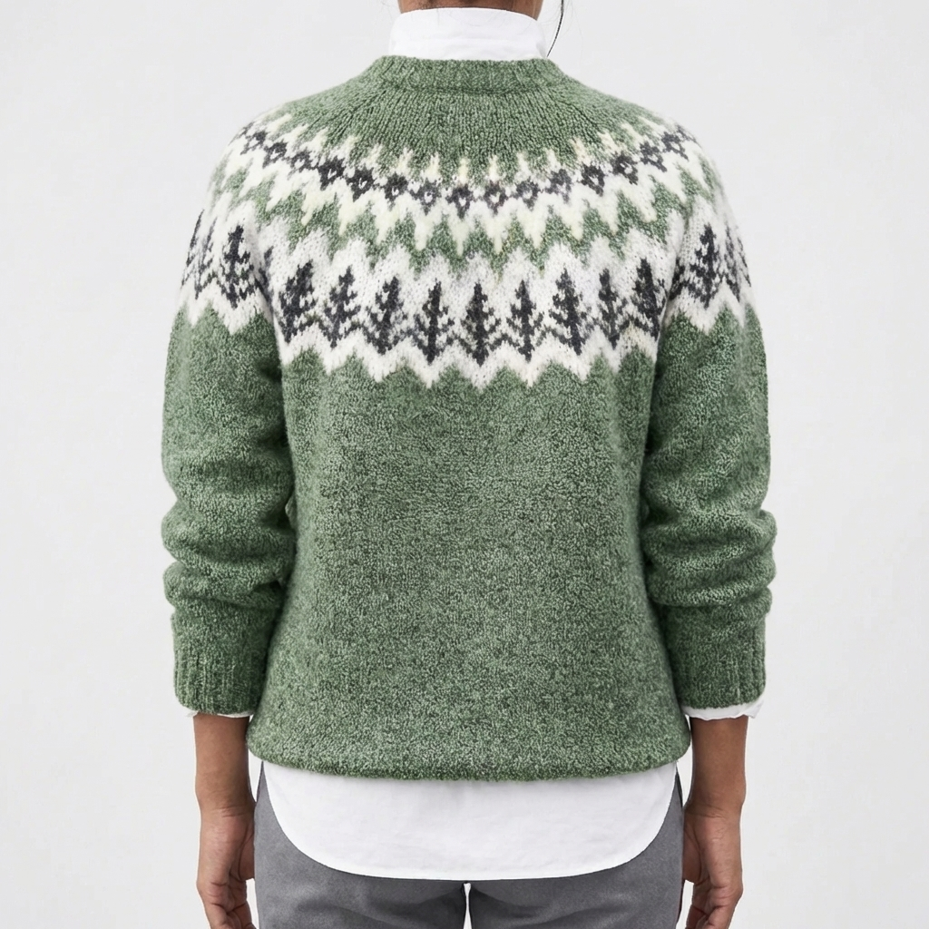 Manon | Pull Femme Tricot Vert Jumper Fair Isle