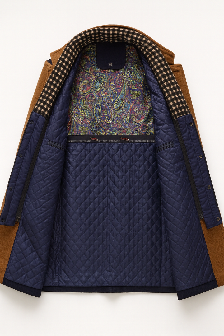 Clément | Manteau Homme Col Contrasté Boutonné Laine