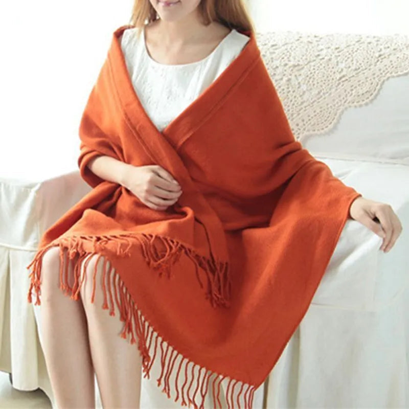 Camille | Étole à Franges Longue Drapée Femme