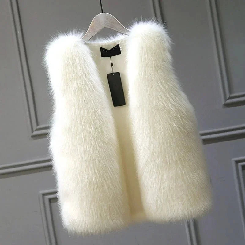 Gilet sans manche femme en fausse fourrure