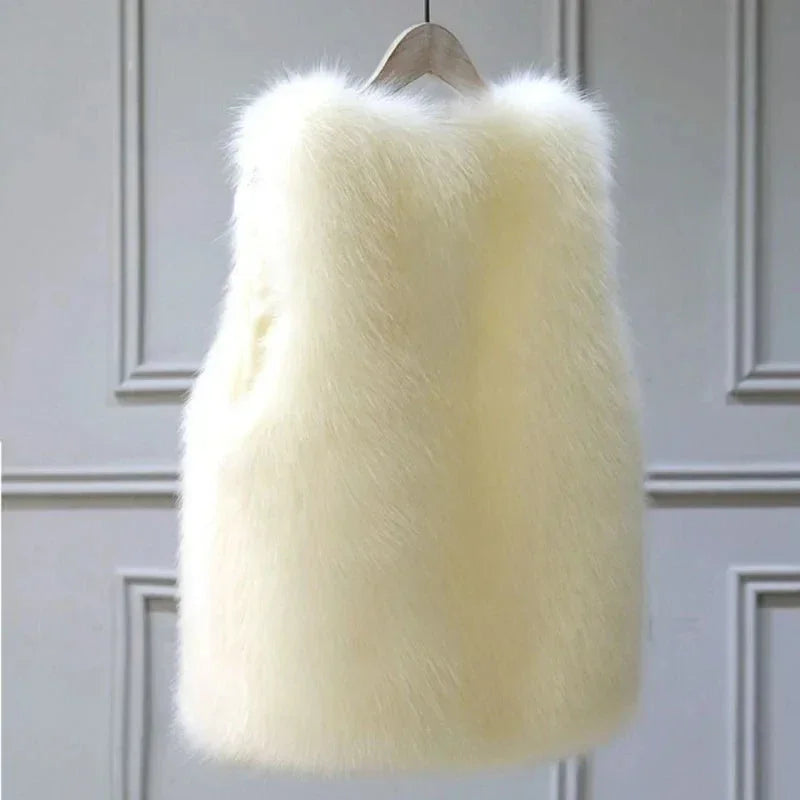 Gilet sans manche femme en fausse fourrure