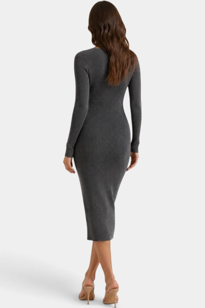 Clémence | Robe Midi Bodycon à Manches Longues