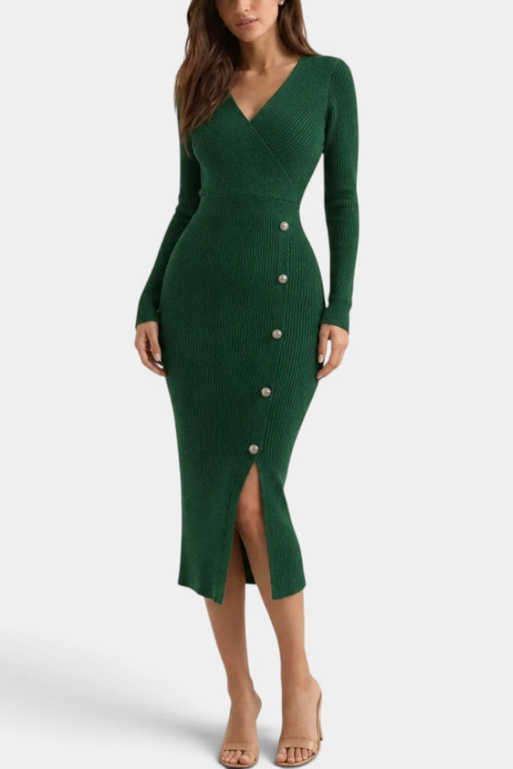 Clémence | Robe Midi Bodycon à Manches Longues