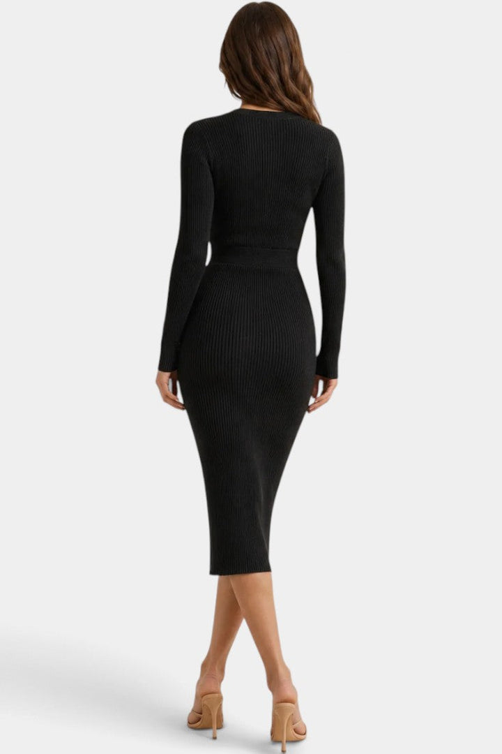Clémence | Robe Midi Bodycon à Manches Longues