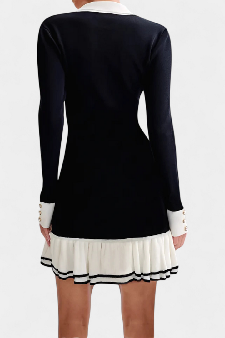 Margot | Robe Mini Col Claudine Boutons Or