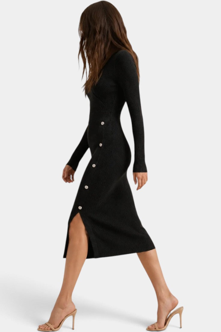 Clémence | Robe Midi Bodycon à Manches Longues