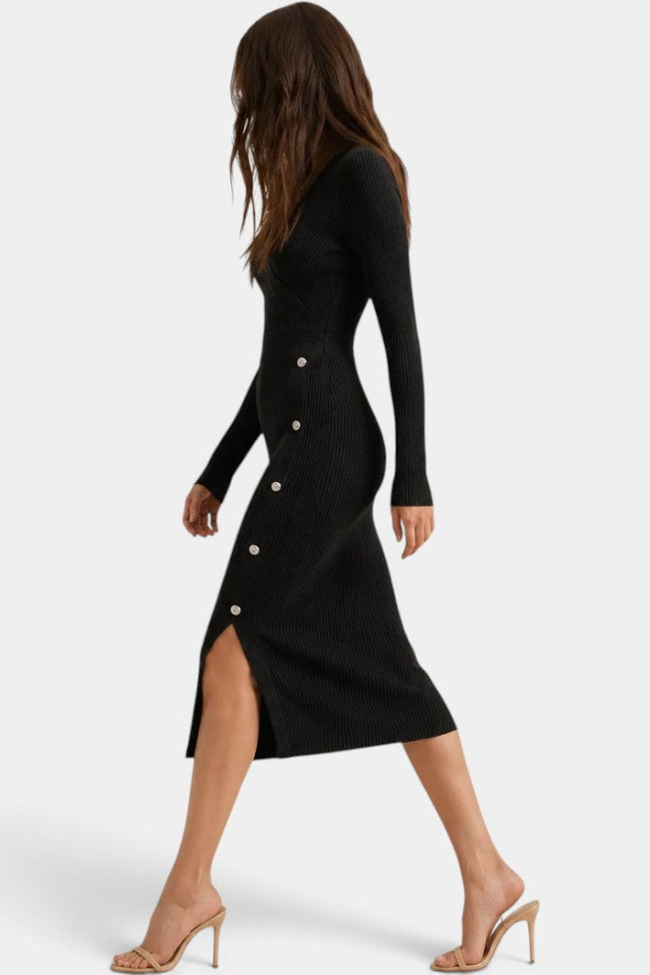 Clémence | Robe Midi Bodycon à Manches Longues