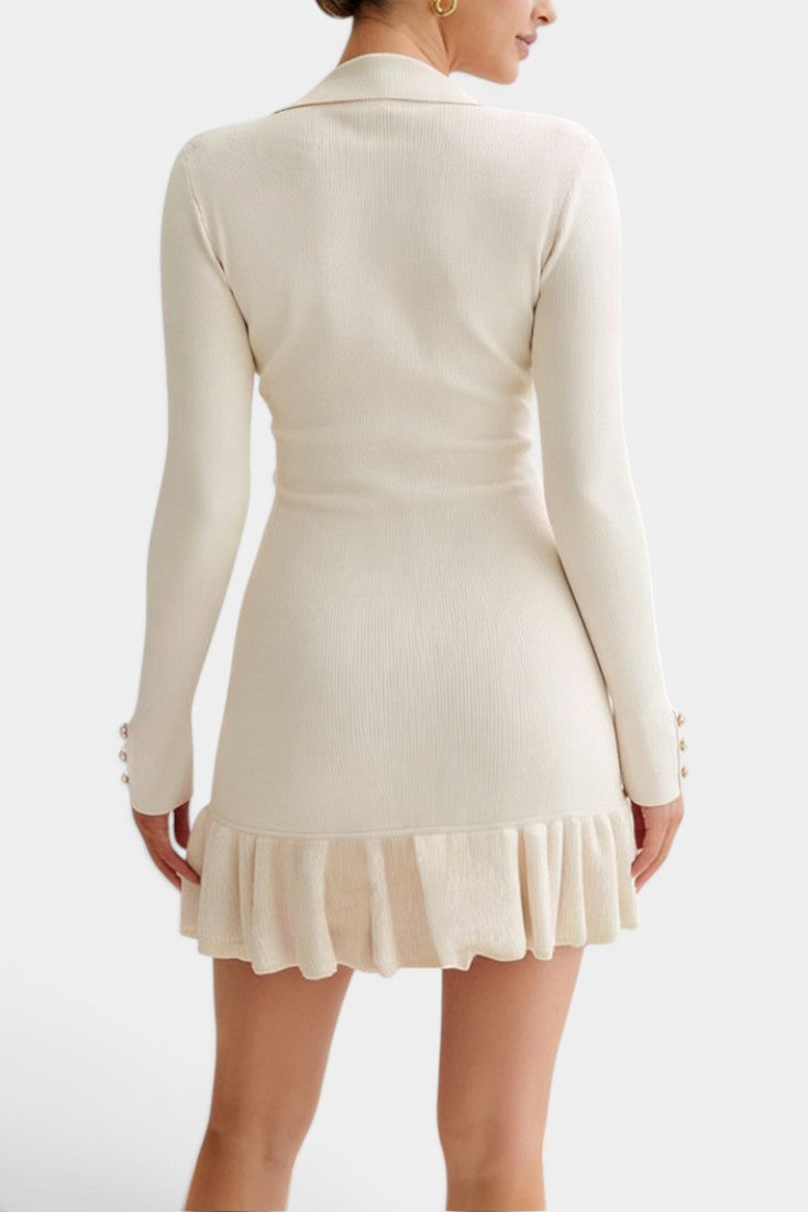 Margot | Robe Mini Col Claudine Boutons Or