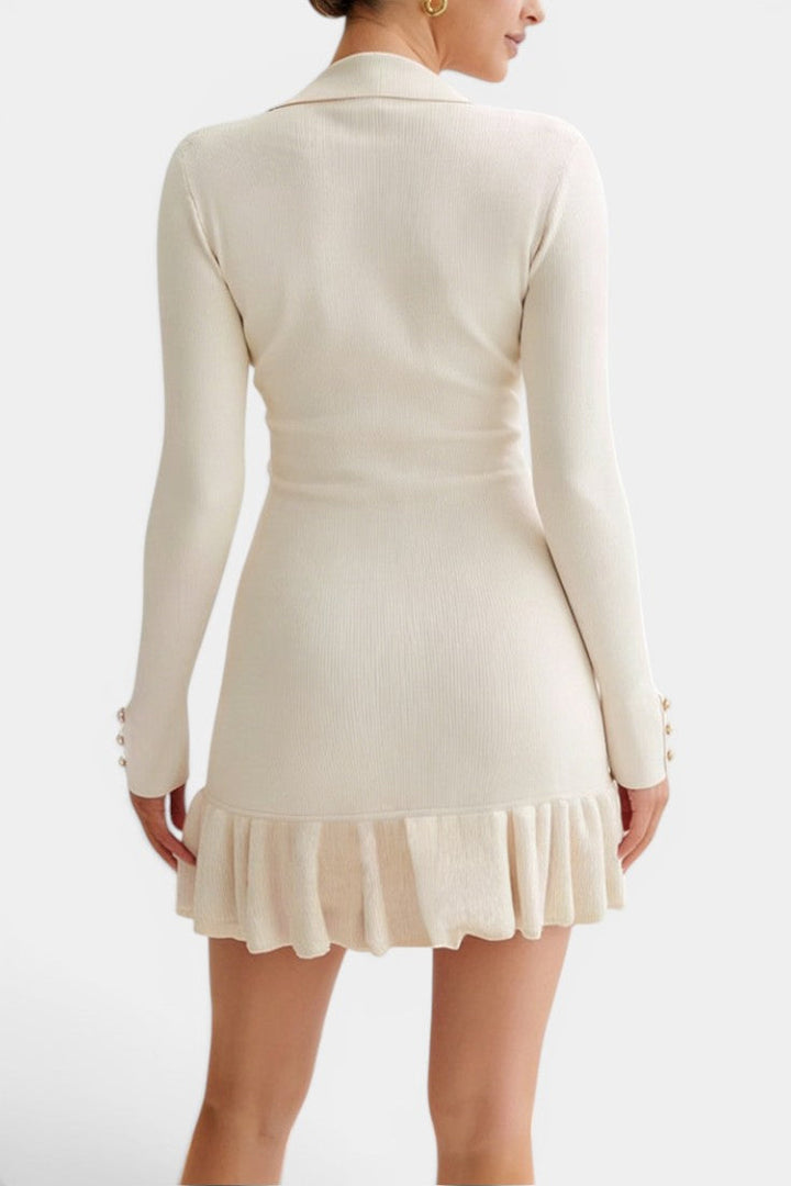 Margot | Robe Mini Col Claudine Boutons Or