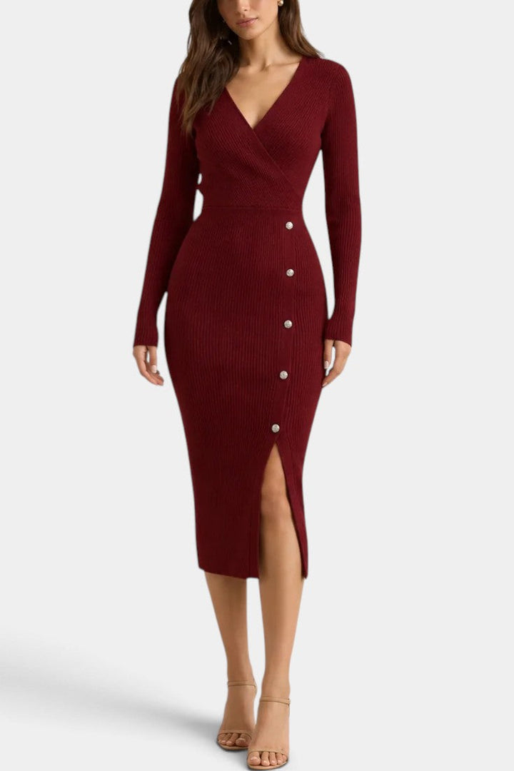 Clémence | Robe Midi Bodycon à Manches Longues
