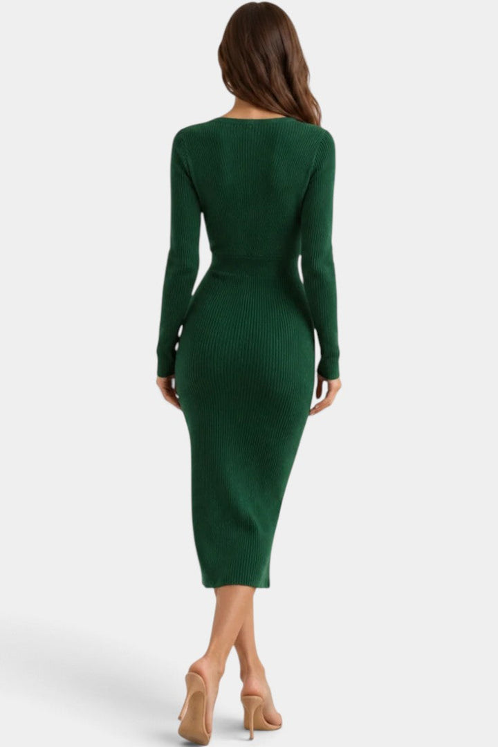 Clémence | Robe Midi Bodycon à Manches Longues