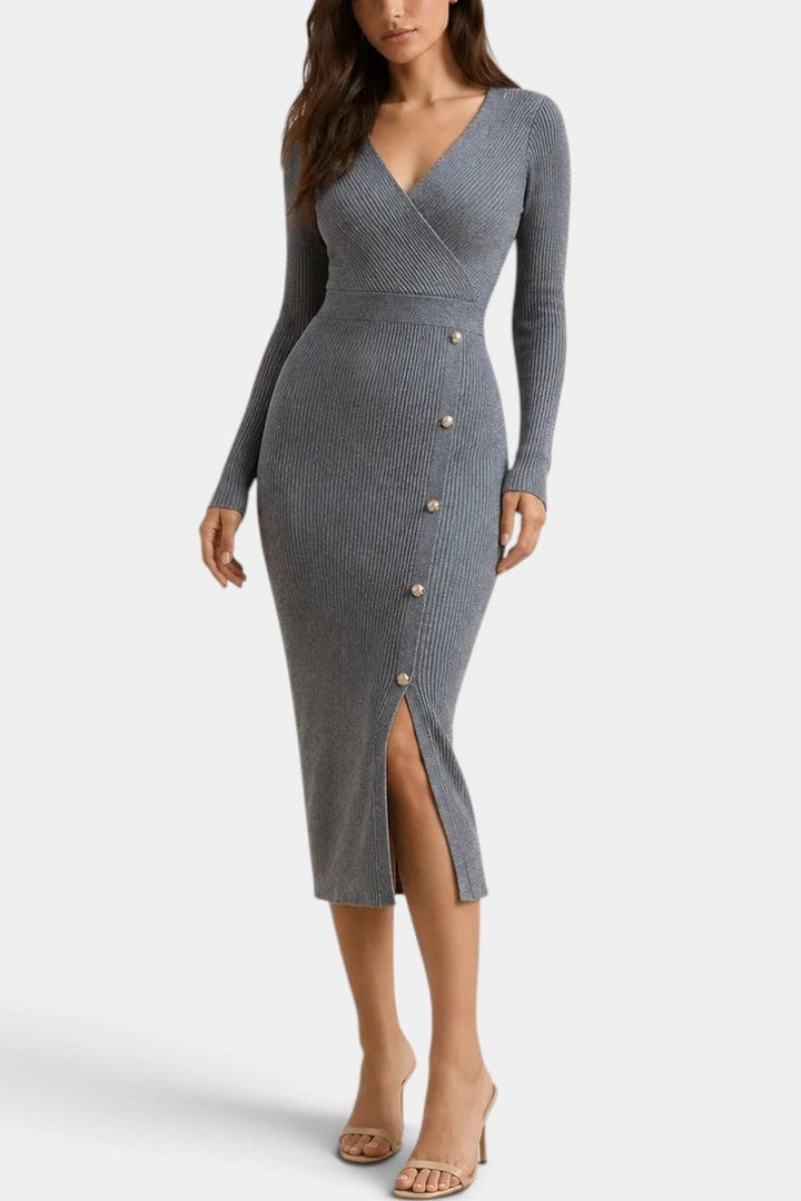 Clémence | Robe Midi Bodycon à Manches Longues