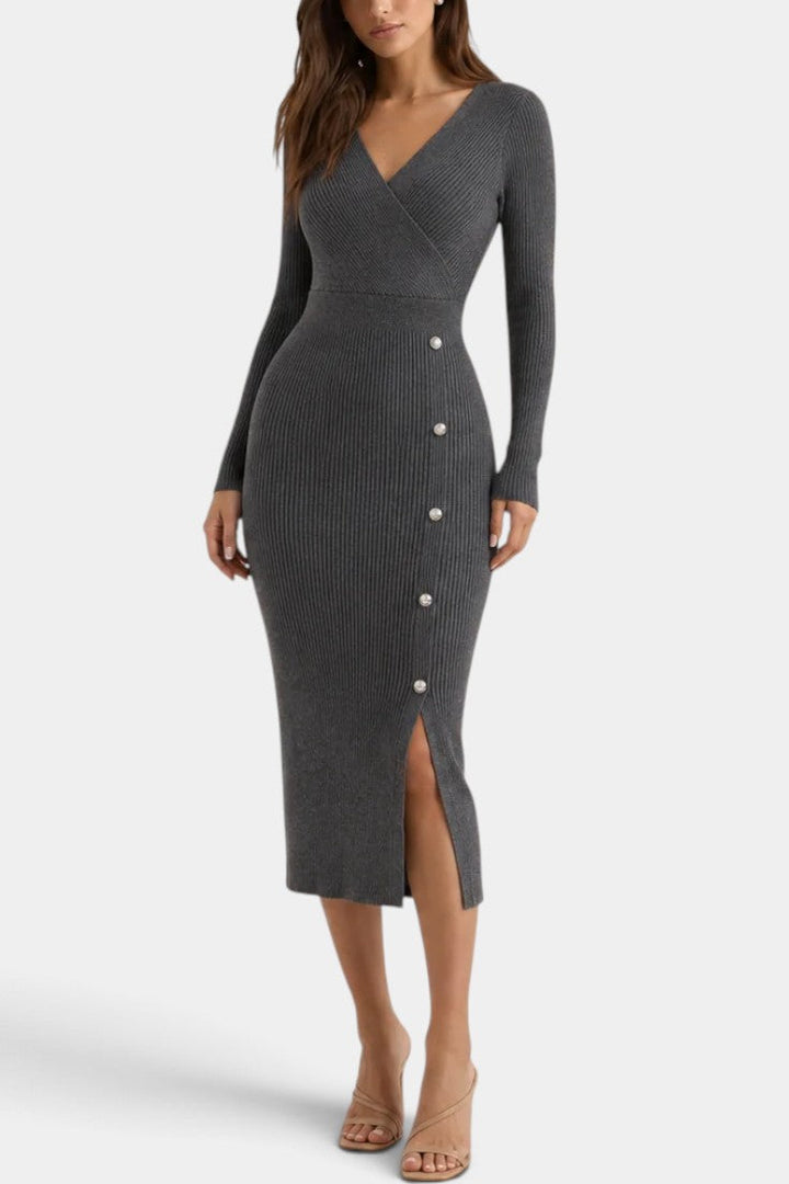 Clémence | Robe Midi Bodycon à Manches Longues