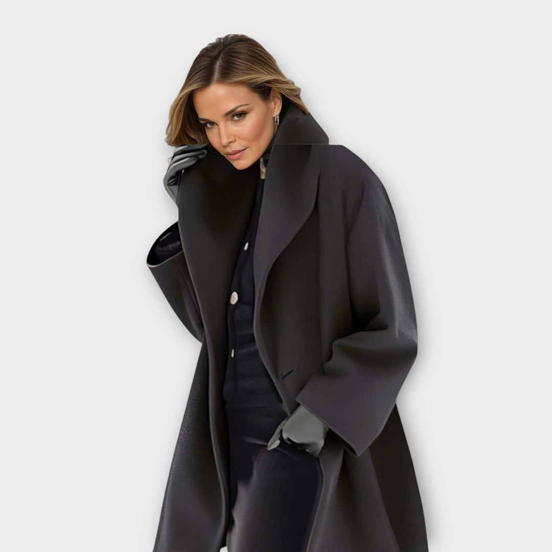 Louise | Manteau Long Femme Oversize Bleu Clair Col Large